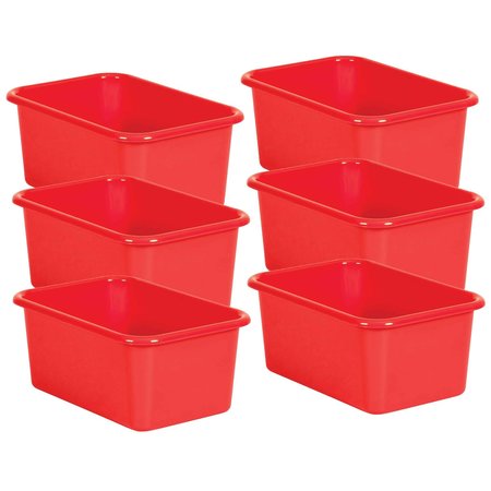 TEACHER CREATED RESOURCES Red Small Plastic Storage Bin, 6PK 20385